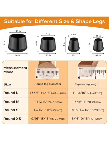 24 Protectores de Suelo para Patas de Silla Meldel - Extra Pequeño