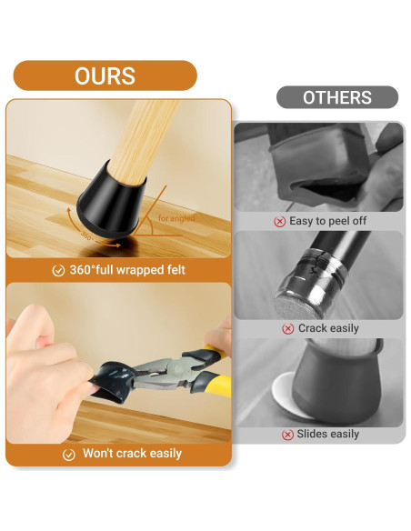 24 Protectores de Suelo para Patas de Silla Meldel - Extra Pequeño