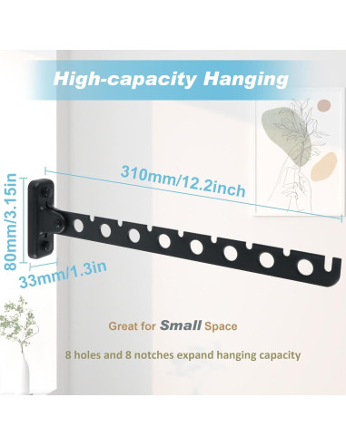 Soporte Plegable para Ropa Alise YHD1008-B Negro Mate 8 Ganchos