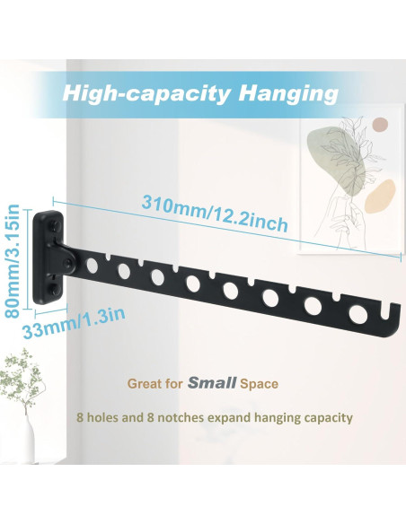 Soporte Plegable para Ropa Alise YHD1008-B Negro Mate 8 Ganchos