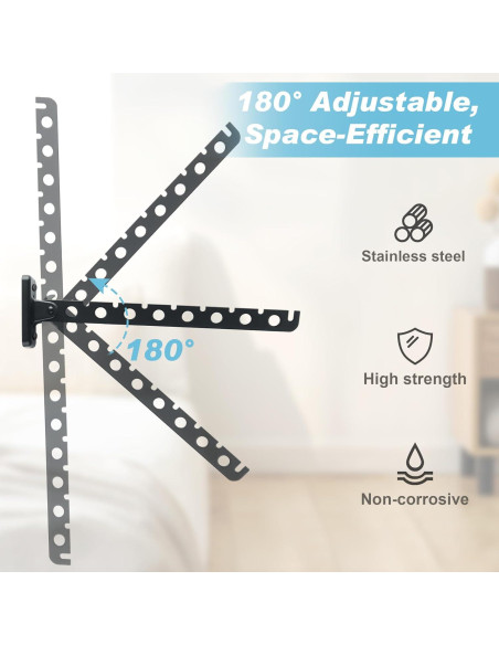 Soporte Plegable para Ropa Alise YHD1008-B Negro Mate 8 Ganchos