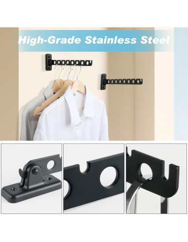 Soporte Plegable para Ropa Alise YHD1008-B Negro Mate 8 Ganchos