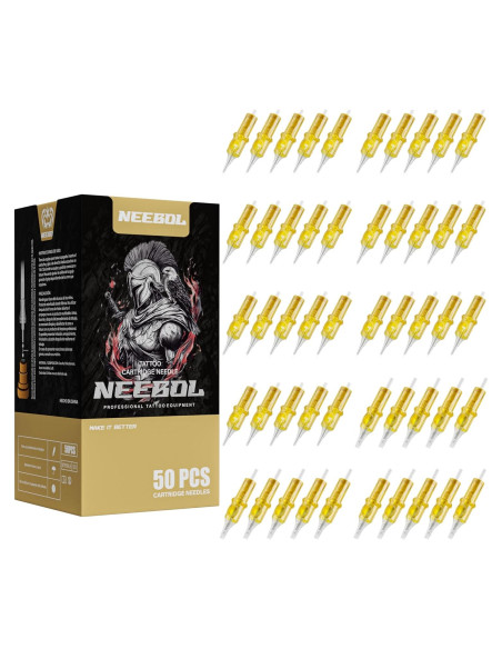 50 Agujas de Cartucho de Tatuaje Neebol Estándar RL Mixtas