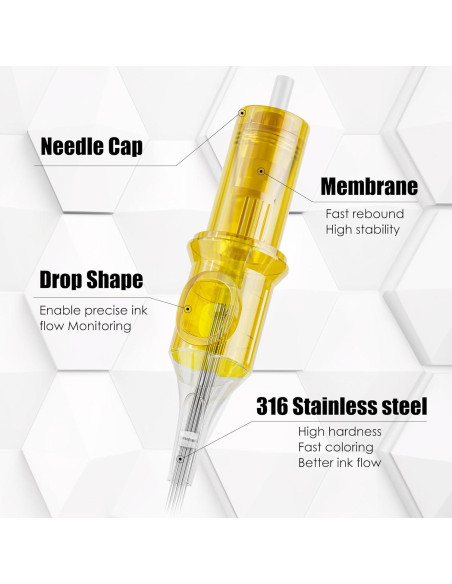 50 Agujas de Cartucho de Tatuaje Neebol Estándar RL Mixtas