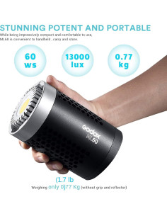 Godox ML60 Luz LED de Video Portátil 60W 69000Lux 5600K 2