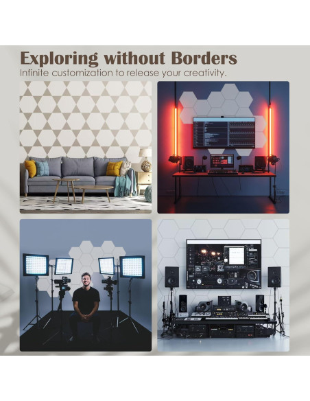 Paquete de 12 Paneles Acústicos Hexagonales 35.56cm - Aislantes de Sonido Paquete de 12 Paneles Acústicos Hexagonales 35.56cm - Aislantes de Sonido