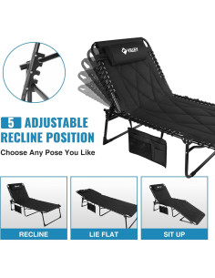 Sillón Reclinable Grande VILLEY Acolchado Plegable 199.4x68.6cm 2