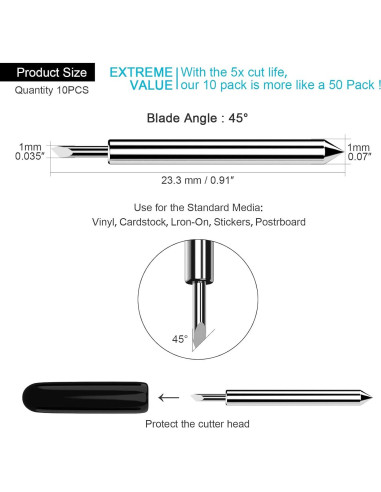Cuchillas de Corte Hadwoer 10PCS Punta Fina para Maker y Explore