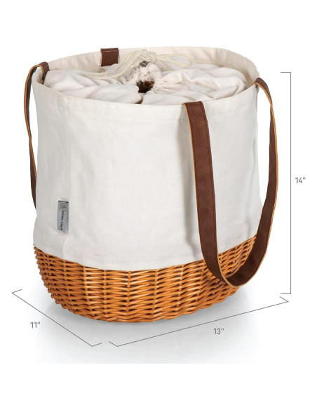 Cesta de Playa y Picnic Lona Beige PICNIC TIME 36x29x34cm