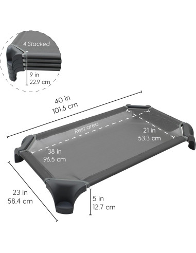 Camas Apilables para Niños FDP - 4 Piezas 101.6 cm Gris