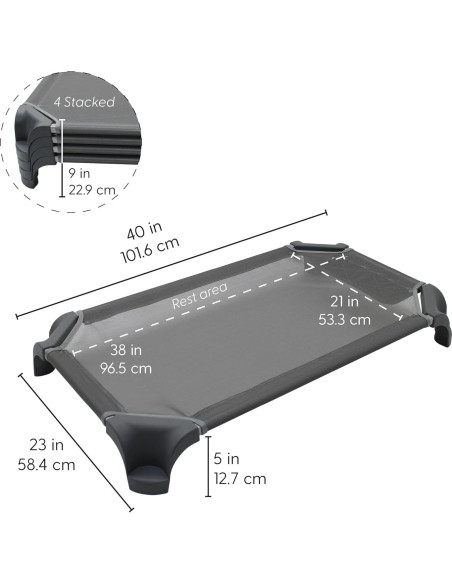 Camas Apilables para Niños FDP - 4 Piezas 101.6 cm Gris