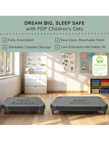 Camas Apilables para Niños FDP - 4 Piezas 101.6 cm Gris