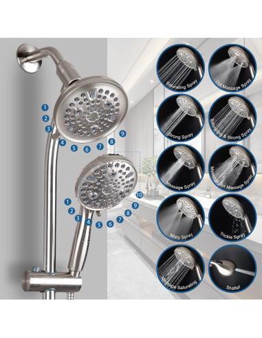 Cabezal de Ducha de Mano Egretshower 82 Modos Alta Presión 65.41 cm