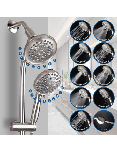 Cabezal de Ducha de Mano Egretshower 82 Modos Alta Presión 65.41 cm