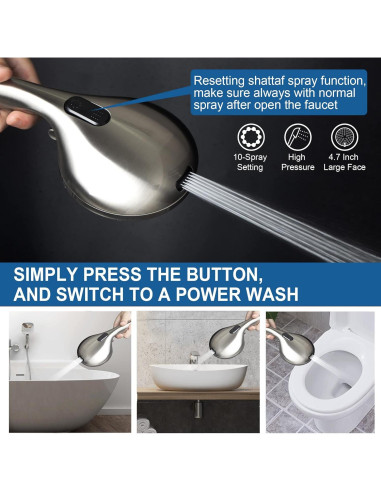 Cabezal de Ducha de Mano Egretshower 82 Modos Alta Presión 65.41 cm