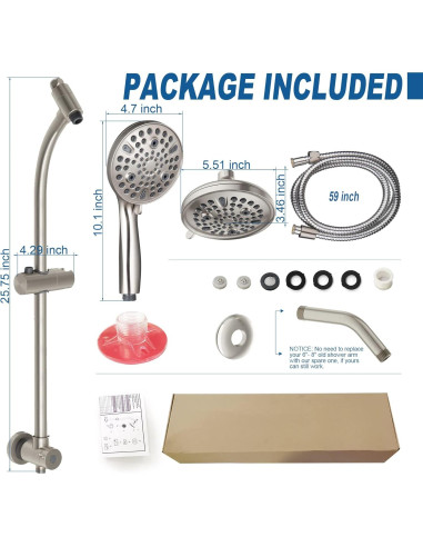 Cabezal de Ducha de Mano Egretshower 82 Modos Alta Presión 65.41 cm