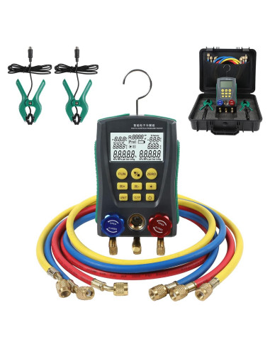 Manómetros Digitales HVAC CMTOOL con 3 Mangueras y 89 Refrigerantes