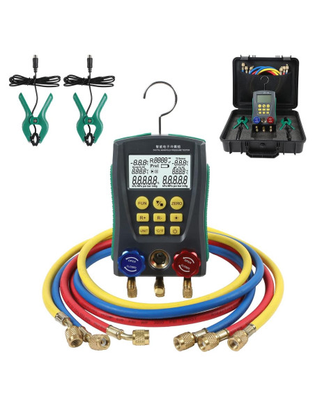 Manómetros Digitales HVAC CMTOOL con 3 Mangueras y 89 Refrigerantes