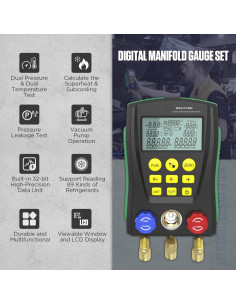Manómetros Digitales HVAC CMTOOL con 3 Mangueras y 89 Refrigerantes 2