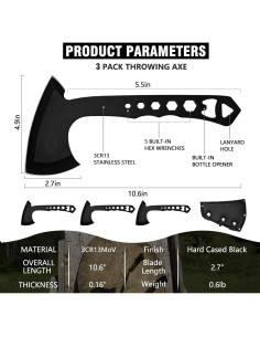 Hachas de Lanzamiento TIMINGILA, 3 Piezas, Acero Inoxidable, 26.9 cm 2