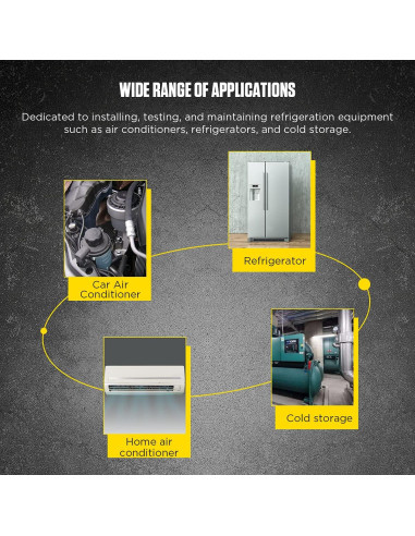 Manómetros Digitales HVAC CMTOOL con 3 Mangueras y 89 Refrigerantes