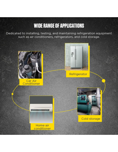 Manómetros Digitales HVAC CMTOOL con 3 Mangueras y 89 Refrigerantes