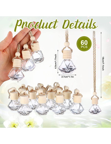 60 Botellas Difusoras Ambientador de Coche Vidrio Mkhaslri 8ml 60 Botellas Difusoras Ambientador de Coche Vidrio Mkhaslri 8ml