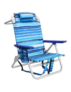 Silla de Playa Plegable LEMBRI Azul con Respaldo Ajustable