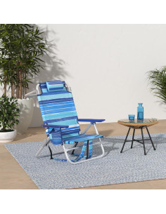 Silla de Playa Plegable LEMBRI Azul con Respaldo Ajustable 2