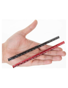 Regla de 15 cm Mr. Pen - Paquete de 2, Aluminio, Negro y Rojo