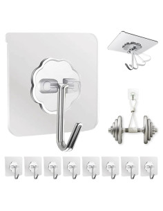 Ganchos Adhesivos DDMY 10 Piezas 6kg Transparente Reutilizables
