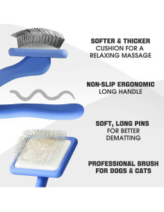 Kit de Aseo para Perros Bonteck 4PCS - Cepillo Slicker Azul 2