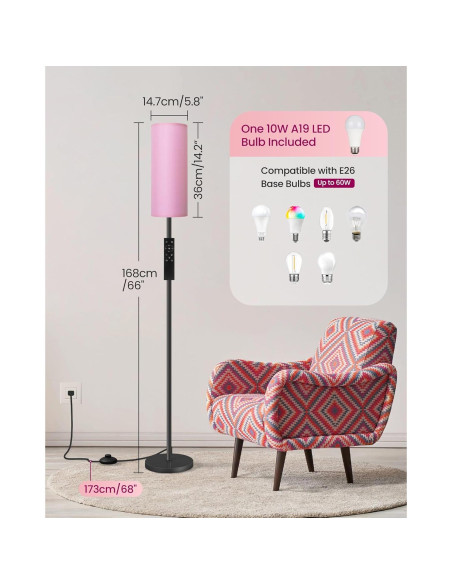 Paquete de 2 Lámparas de Pie GOEBLESON Rosadas 167.64 cm