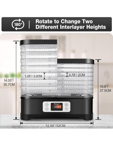 Deshidratadora de Alimentos COOCHEER 400W 8 Bandejas Negra