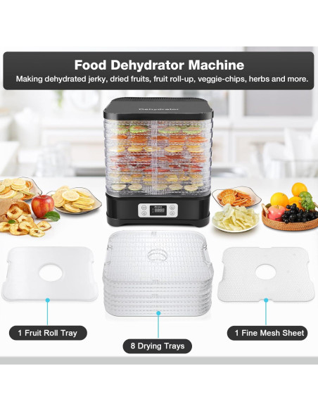Deshidratadora de Alimentos COOCHEER 400W 8 Bandejas Negra