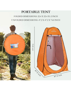Carpa de Privacidad Pop Up Tu Elección 1.88m Naranja Camping 2