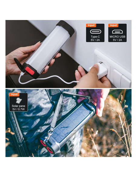 Linterna de Camping Solar ABFOCE 1800LM 3000mAh IP66 13 Modos Linterna de Camping Solar ABFOCE 1800LM 3000mAh IP66 13 Modos