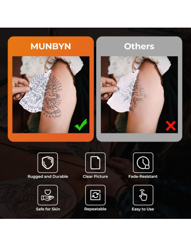 Papel de Transferencia de Tatuaje MUNBYN A4 50 Hojas 4 Capas