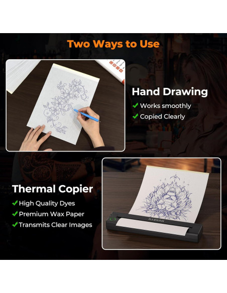 Papel de Transferencia de Tatuaje MUNBYN A4 50 Hojas 4 Capas