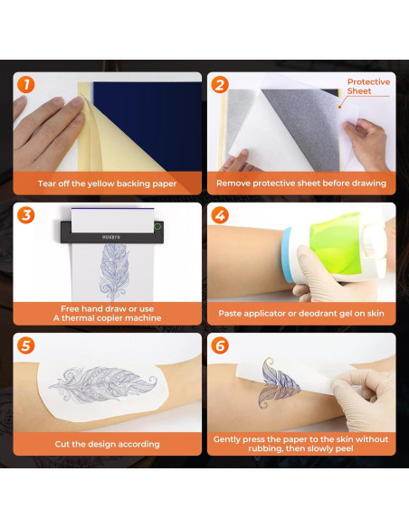 Papel de Transferencia de Tatuaje MUNBYN A4 50 Hojas 4 Capas