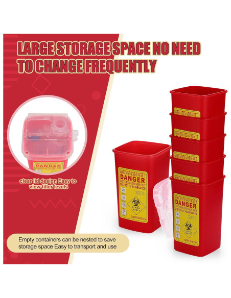 10 Contenedores de Desechos Cortantes Chumia 0.95L Rojo