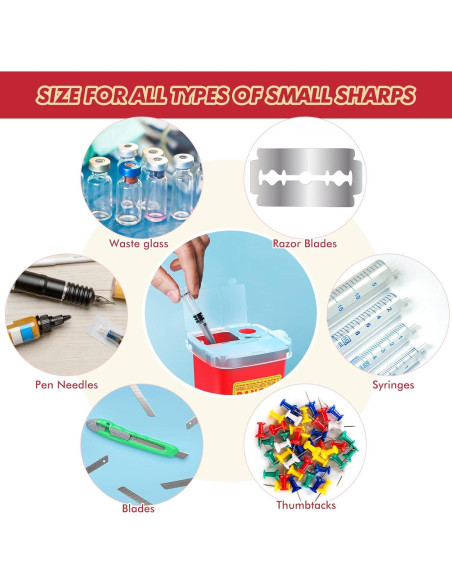 10 Contenedores de Desechos Cortantes Chumia 0.95L Rojo