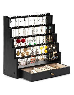 Organizador de Joyería Pinzoveco Negro 5 Capas para Pendientes