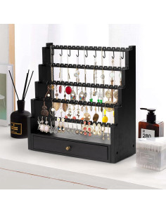 Organizador de Joyería Pinzoveco Negro 5 Capas para Pendientes 2