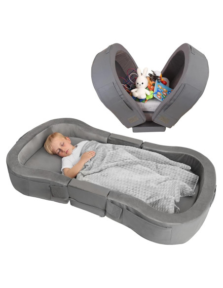 Cama de viaje ENITYA para niños 137x73 cm gris