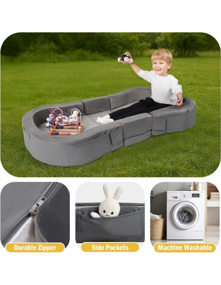 Cama de viaje ENITYA para niños 137x73 cm gris