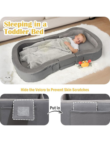 Cama de viaje ENITYA para niños 137x73 cm gris