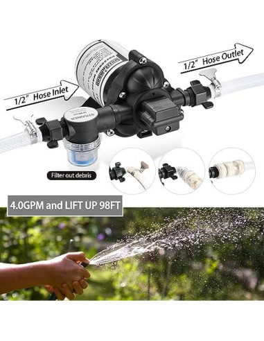 Bomba de Agua Eléctrica WASSERMANN 12V Autocebante 4 GPM