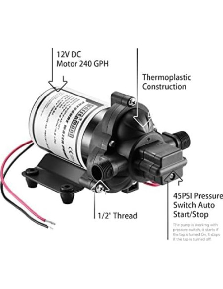 Bomba de Agua Eléctrica WASSERMANN 12V Autocebante 4 GPM