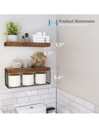 Estantes de baño QEEIG sobre inodoro, 2 piezas, marrón rústico